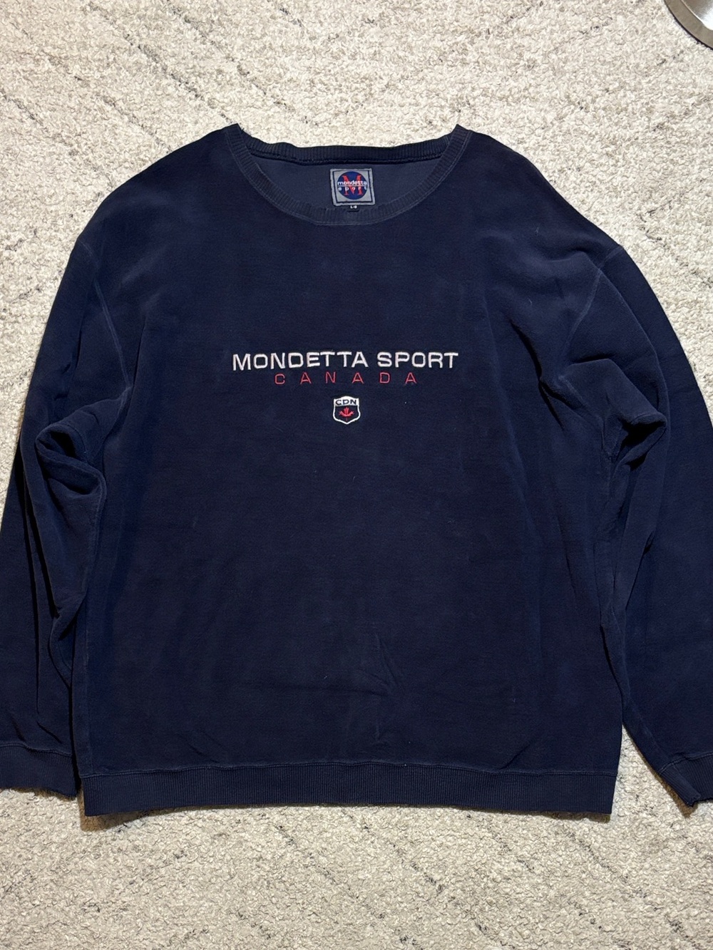 Vintage Mondetta Navy Crewneck Sweatshirt with Embroidered Logo